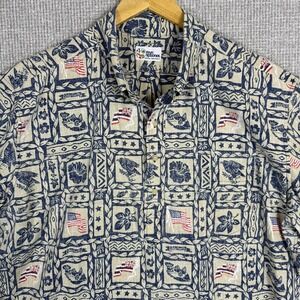 Reyn Spooner Sz 3XL 2012 4th July Flag Eagle Fish‎ Goose Blue Surf Popover Kloth